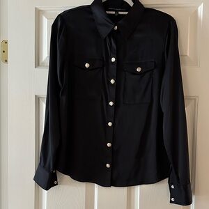 Black Button-Up Shirt with Silver Buttons